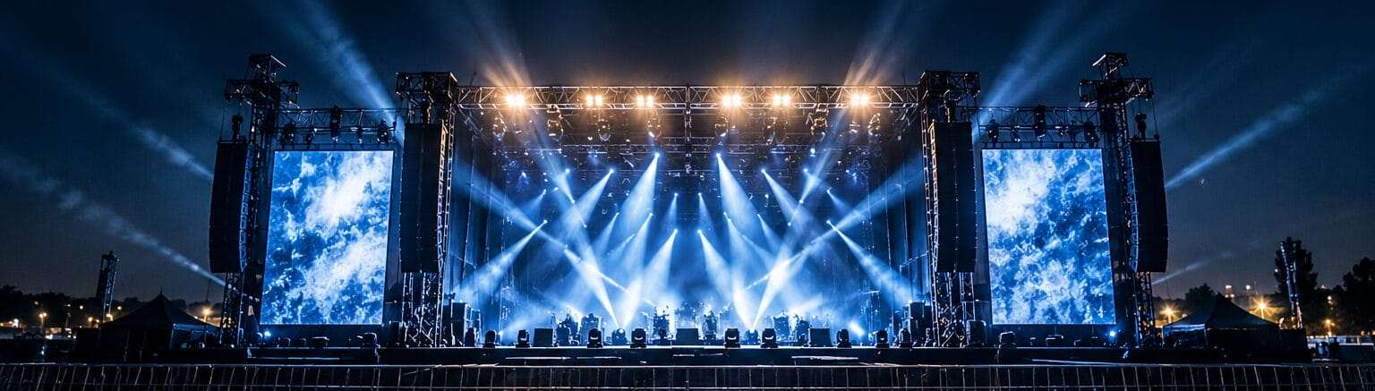 Large concert stage at night